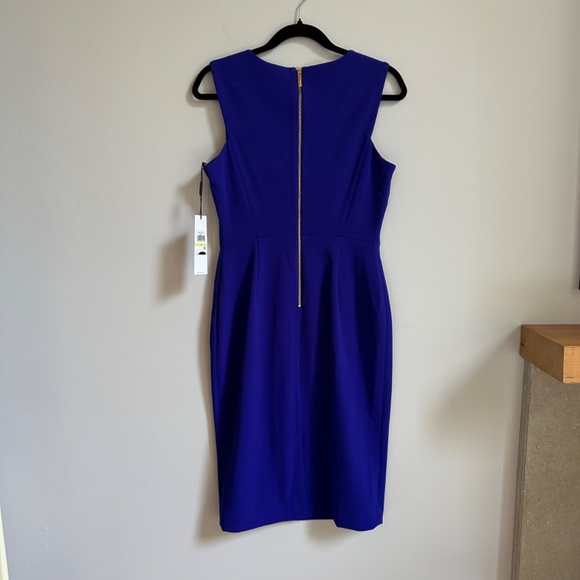 NWT Calvin Klein Blue Sleeveless Sheath Dress with Gold Hardware - Picture 8 of 8